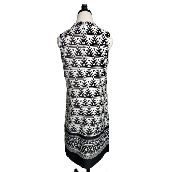 AGB Mockneck Geometric Triangle Shadow Print Office Casual Shift Border Print 10 - Picture 15 of 16